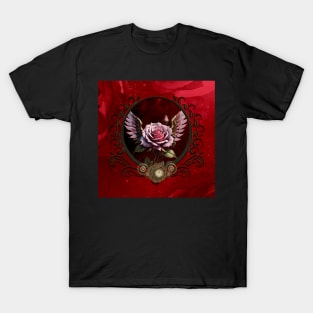 Wonderful steampunk rose with wings. T-Shirt